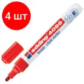 Комплект 4 шт, Маркер меловой EDDING 4095, 2-3 мм, красный, сухостираемый, для гладких поверхностей, E-4095/2
