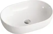 Накладная раковина SantiLine SL-1017 60 фаянсовая, без отверстия под смеситель, белая, овальная, 60 см, российская