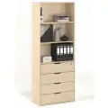 Стеллаж БАНГА-36, дуб молочный, с ящиками и открытой полкой, (ВхШхГ) 177,2х69,8х32,6 см, ЛДСП