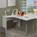 Стол компьютерный Мэрдэс СР-132С-140 БЕШ-ЛЕВ Белый/Шамони, угловой, 101 х 140 х 75 см, с ящиками