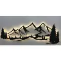 Настенное панно LAZERVOROTA Горы и лес, 80 см x 30 см, металл, с подсветкой