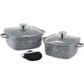 Набор квадратных кастрюль 5 предметов Ofenbach NB 100508 кастрюли 2,3 л; 4,4 л; прихватки 2 шт. (серый)