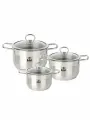 Набор кастрюль из нерж. стали (2л, 3л, 4л) 6 пр. R-234