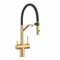 MILACIO Смеситель для кухни с гибким изливом и подключением к фильтру Ultra MCU.557. GD золото брашированное