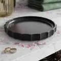 Интерьерная посуда для кухни и гостиной. Декоративная поднос - подставка 20х20 см. San Marino circle L черная глянцевая.