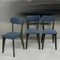 Стулья для кухни SANYAK комплект 3 шт мягкие со спинкой для обеденной зоны, велюр, Синий