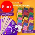 Комплект 5 шт, Глина полимерная запекаемая, набор 24 цветов по 20 г, с аксессуарами, в гофрокоробе, BRAUBERG, 271158