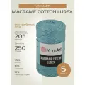 Пряжа для вязания спицами, крючком YarnArt Macrame Cotton Lurex фантазийная средняя, хлопок, полиэстер люрекс, цвет: 733 Аква-серебряный, 5шт, 205 м