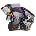 Шлем мотоциклетный, 3C-сертифицированный, 2XL, фиолетовый дракон + прозрачный