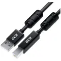 GCR Кабель PROF 5.0m USB 2.0, AM/BM, черный, ферритовые кольца, 28/24 AWG, экран, армированный, морозостойкий