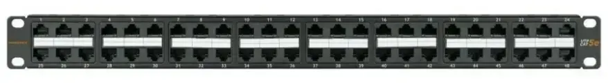 Панель NIKOMAX, 19, 1U, 48 портов, категория 5e, RJ45/8P8C, неэкранированная, черная NMC-RP48UD2-1U-BK