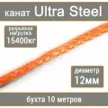 Высокопрочный синтетический канат UTX Ultra Steel 12мм р. н. не менее 15400кг из волокна UHMWPE, длина 10 метров