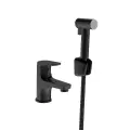 Смеситель для раковины с гигиеническим душем Corsa Deco CX черный однорычажный с держателем (FBCXHB)