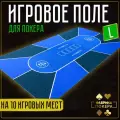 Игровое поле Фабрика Покера сукно прошитые края L синее 180х90 см