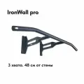 Турник настенный IronWall Pro модель W1 2-03 c черной перекладиной для трех видов хвата и черными выносными пластинами