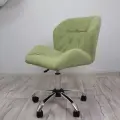Стул для мастера со спинкой, Ракушка, большой, FitBest, велюр, хром, колеса, фисташковый