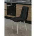 Тедди Стул для кухни из велюра/ Стул мягкий, цвет черный с белыми ножками/4 шт