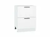 Шкаф нижний с 2-мя ящиками Глетчер, цвет фасада Айленд Силк, цвет каркаса Белый, 816*600*478 мм