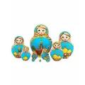 Матрешка  Храмы Москвы , фигурная, голубая, 10 мест, 16 см.