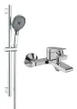 Смеситель для ванны с душем STWORKI Ольборг S20100CR с душевым гарнитуром, настенный, однорычажный, хром, глянцевый, латунный, из нержавеющей стали, с керамическим картриджем