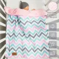Плед AmaroBaby растем вместе 95х85 хлопок/minky зигзаг розовый
