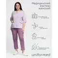 Медицинский костюм женский 408.4.1 Uniformed, сатори стрейч, рукав 3/4, на кнопках, лавандовый и сиреневый, 44