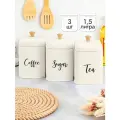 Банка для хранения сыпучих продуктов/ чая, кофе, сахара 3 шт 1,5 л Elan Gallery Tea, coffee, sugar с крышками, молочный, набор