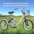 Трехколесный велосипед взрослый серебро складной РВЗ Чемпион 20
