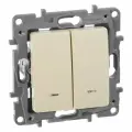 15 шт. Legrand Etika Слоновая кость Выключатель 2-х клавишный с подсветкой, 10А, Винтовые клеммы 672304