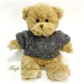 Мишка Louis, бежевый в серо-синем вязаном свитере, Bukowski 25см