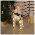 Светодиодная фигура Олень на новый год, декоративный настольный светильник из флока, напольное новогоднее интерьерное украшение для декора, 30х16х9 см, свечение тёплое белое