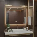 Зеркало Квартал 70*100 с тёплой LED-подсветкой с часами и антизапотеванием горизонтальное