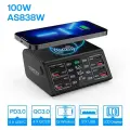 100 Вт QC PD3.0 USB зарядное устройство беспроводные зарядные устройства Быстрая зарядка 8 портов зарядное устройство Быстрая зарядка зарядная станция для зарядка для телефона IPhone 11 12 13 pro max Xiaomi, AU Plug, Black