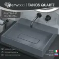 Раковина для ванной накладная кварцевая Uperwood Tanos Quartz 50 см, прямоугольная, без отверстия для смесителя, бетон