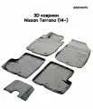 3D коврики Adamauto в салон для Nissan Terrano 2WD 3 пок (14-17)