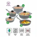 Набор 9 пр. Elan Gallery гармония вкуса Серый мрамор Сковороды 20см,28см с н/р, Жаровня 28см, Кастрюля, Ковш, 4 крышки