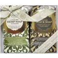 Nesti Dante Унисекс Набор мыла Luxury Hemp Soap, Luxury Black Soap (Роскошное чёрное и конопляное) 2шт по 250г