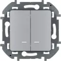 Legrand INSPIRIA Выключатель двухклавишный с подсветкой/индикацией 10 AX - 250 В - алюминий (комплект 2шт)
