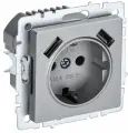 BRITE Розетка одноместная с заземлением с защитными шторками 16А с USB A+A 5В 2,1А РЮш10-1-БрА алюминий IEK