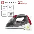Утюг BRAYER BR4011, 2400Вт, вертикальное отпаривание, автоматическое отключение, пар. удар 140г/мин, серый, красный