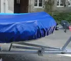 Тент на лодку ПВХ Ривьера транспортировочный стояночный 360 -380 см.240PU 2000 синий.