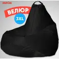 Кресло-мешок PUFON груша размер 3XL , черный , материал велюр