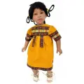 Коллекционная кукла Lamagik Алика, чернокожая, в горчичном платье с орнаментом, 60 см, арт. P6006