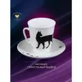 Кофейная пара, 165 мл. Императорский фарфоровый завод ИФЗ. Коллекция Котовасия, форма Майская, рисунок Мотыльки. Костяной фарфор.