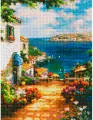 Алмазная мозаика на подрамнике Белоснежка Улочка к морю / Алмазная мозаика 30x40 см / Цветы / Природа
