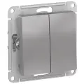 Переключатель двухклавишный алюминий сх.6, 10АХ, механизм Schneider Electric AtlasDesign (комплект 4шт)