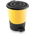 Мусорное ведро-контейнер 26 л, круглый, педаль, урна пластик желтый DD Style 33х33х39 см