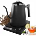 Умный чайник электрический с регулировкой температуры OZBERRY с узким гусиным носиком для пуровера, 1 л, чёрный