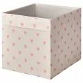 Коробка IKEA REGNBROMS узор сердце/розовый, 33x38x33 см