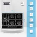 Варочная панель газовая DeLonghi GERMANA 7GW NB, WOK-конфорка, газовая варочная панель 5 конфорок